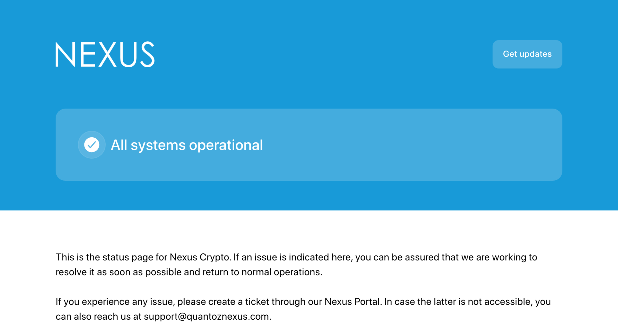 Our Public API - Nexus Crypto - Status